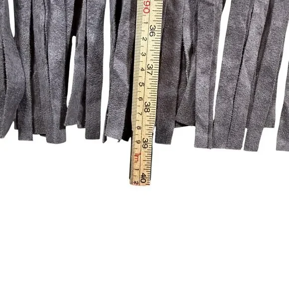 Pretty Angel Gray Linen Cotton Blend Fringe Western Boho Tunic Dress | M/L - Picture 9 of 11